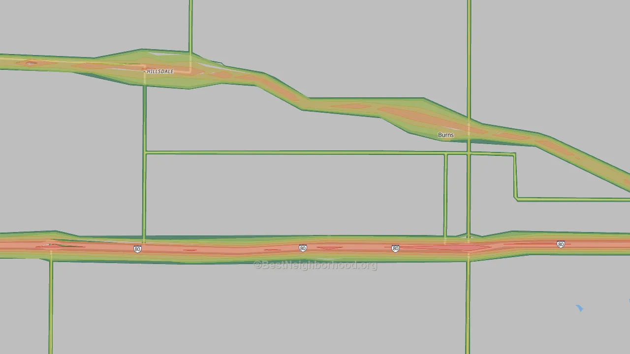 82053, WY Map of Noise Levels in 82053