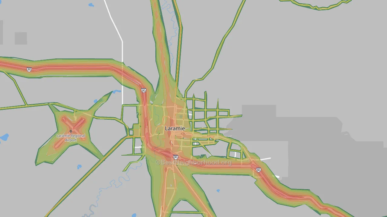 82072, WY Map of Noise Levels in 82072