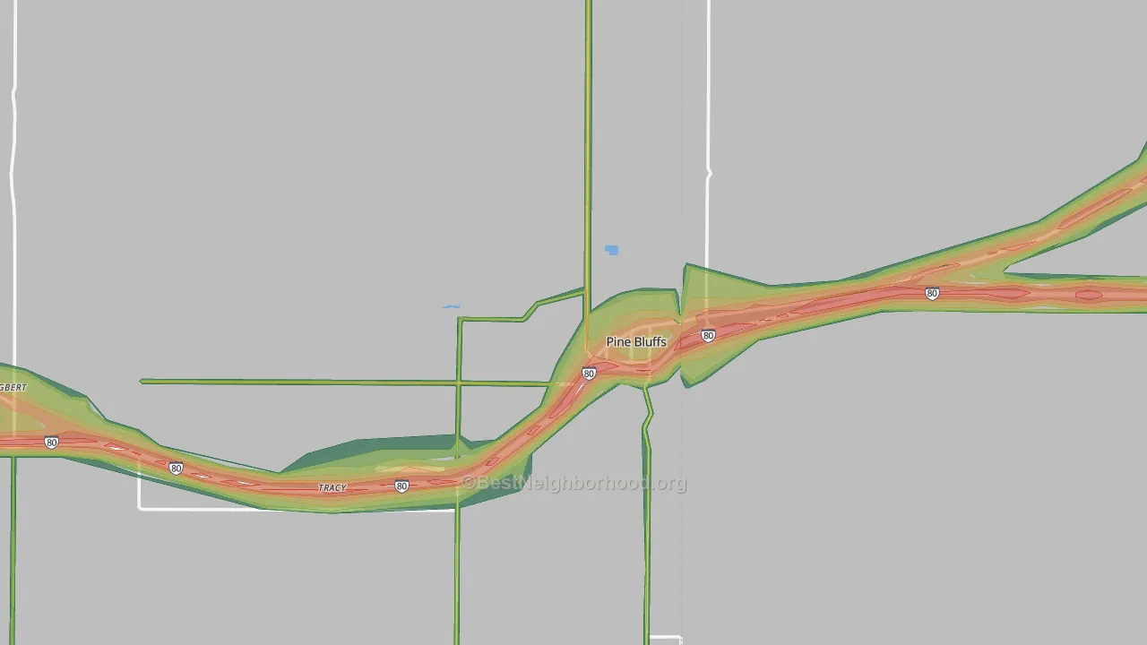 82082, WY Map of Noise Levels in 82082