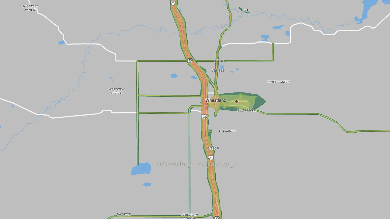 82201, WY Map of Noise Levels in 82201