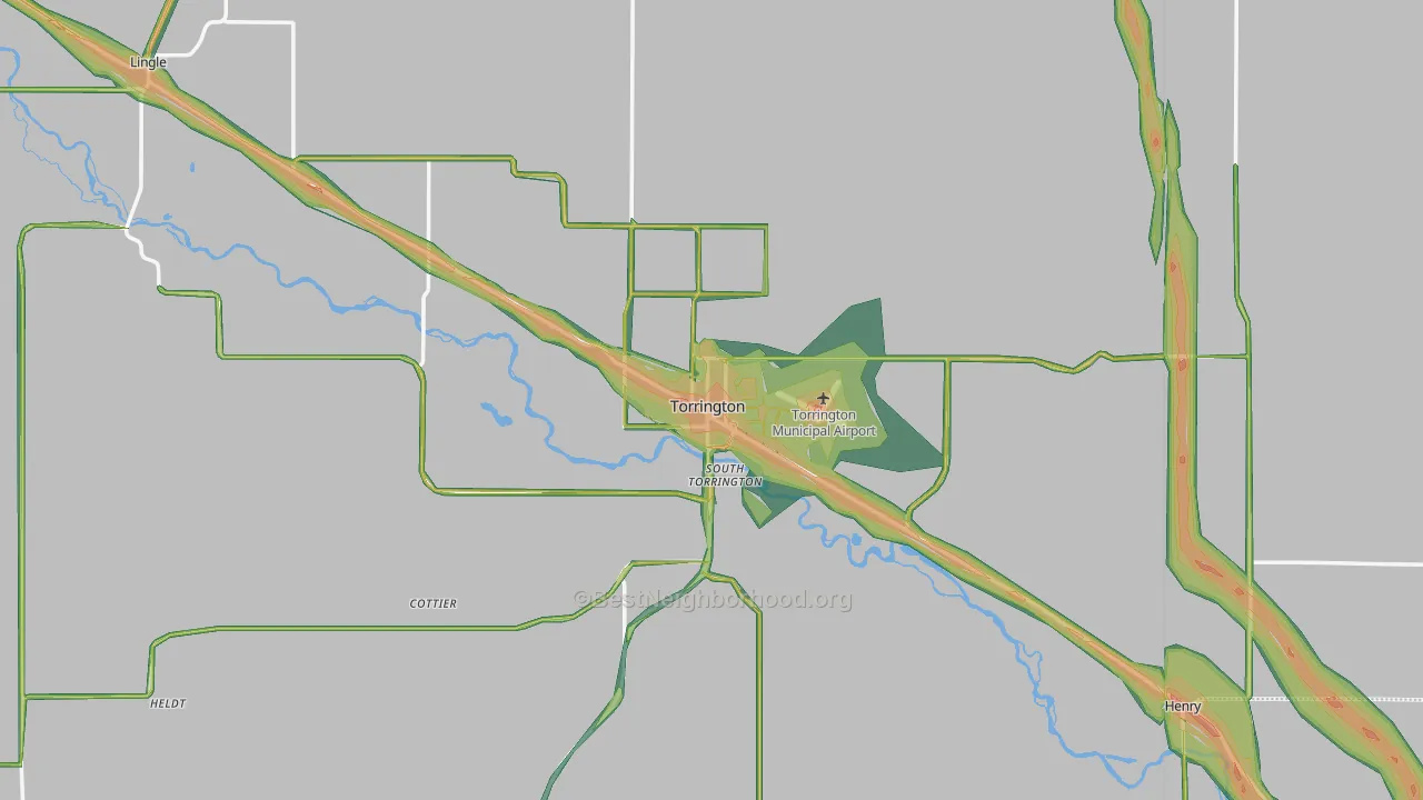 82240, WY Map of Noise Levels in 82240