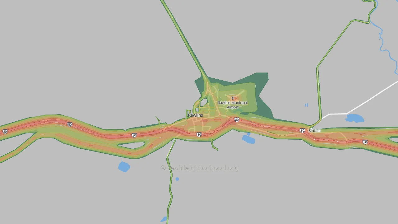 82301, WY Map of Noise Levels in 82301