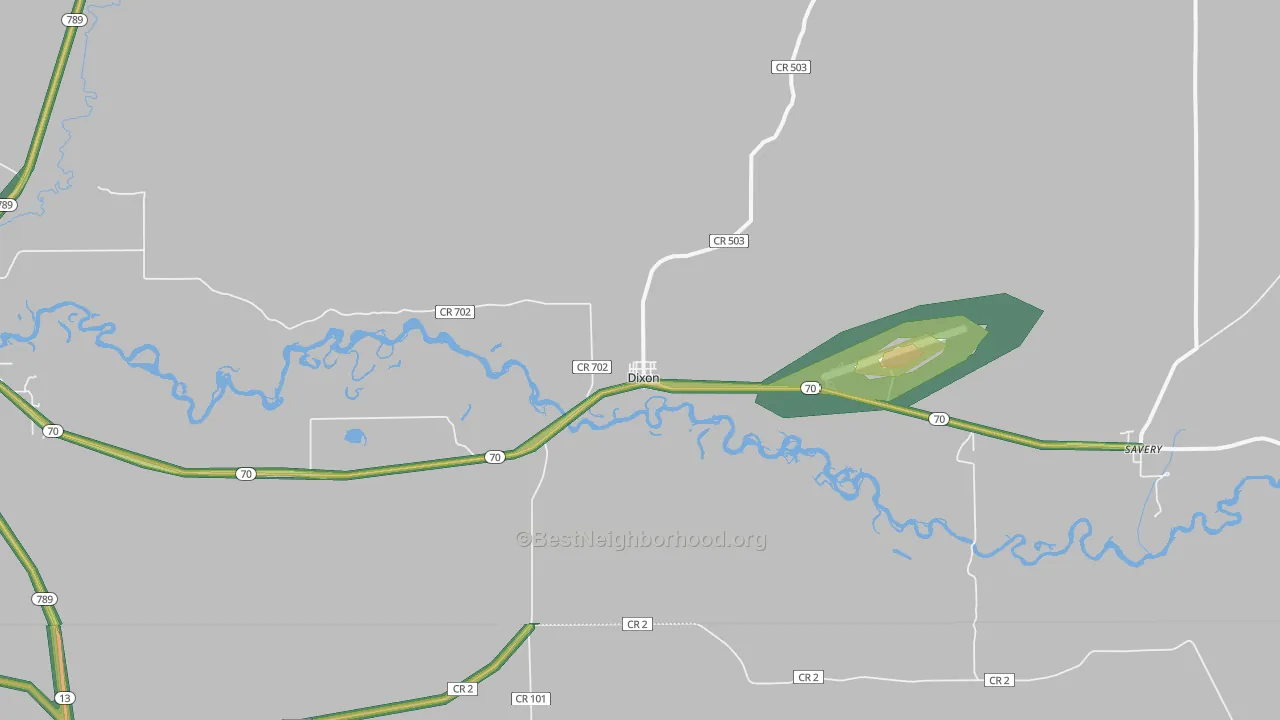 82323, WY Map of Noise Levels in 82323
