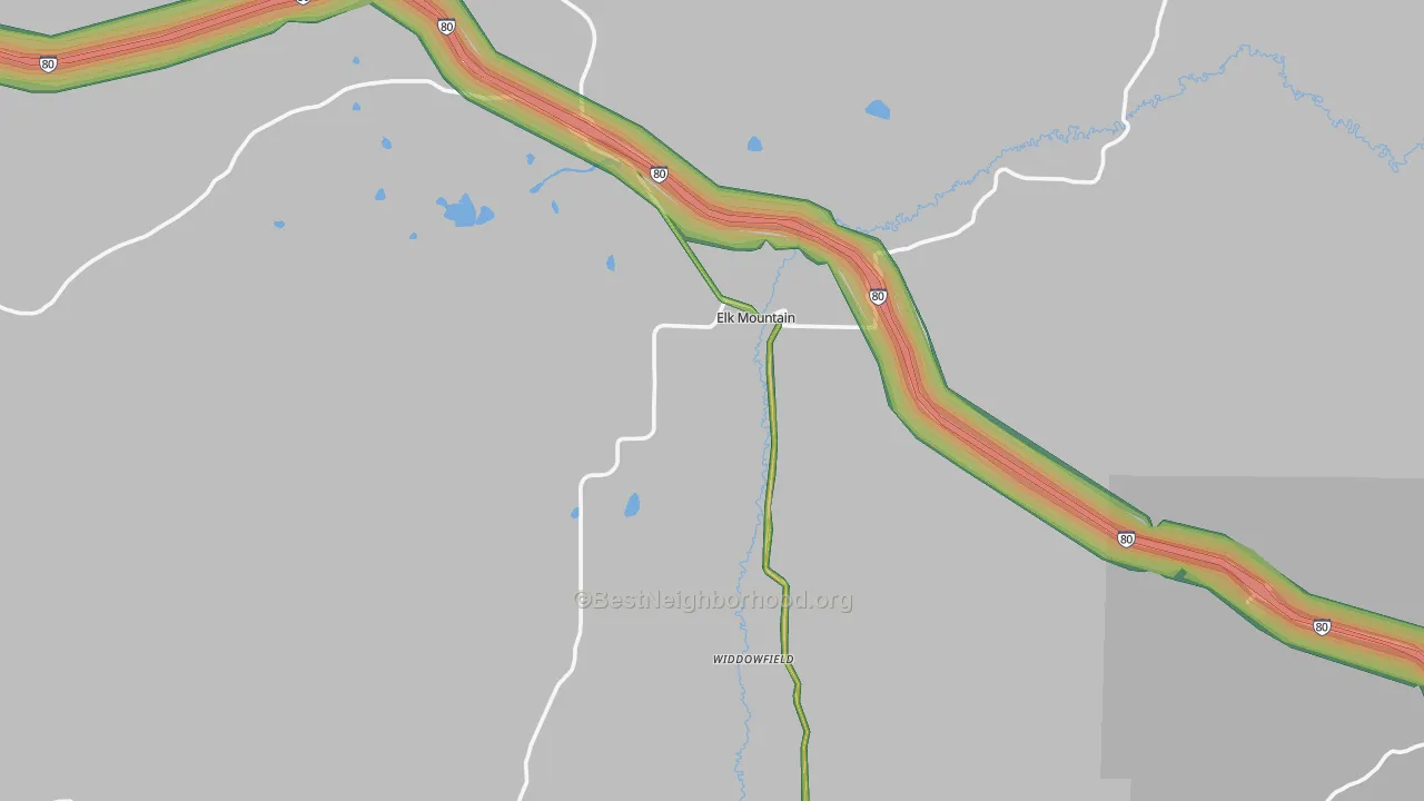 82324, WY Map of Noise Levels in 82324