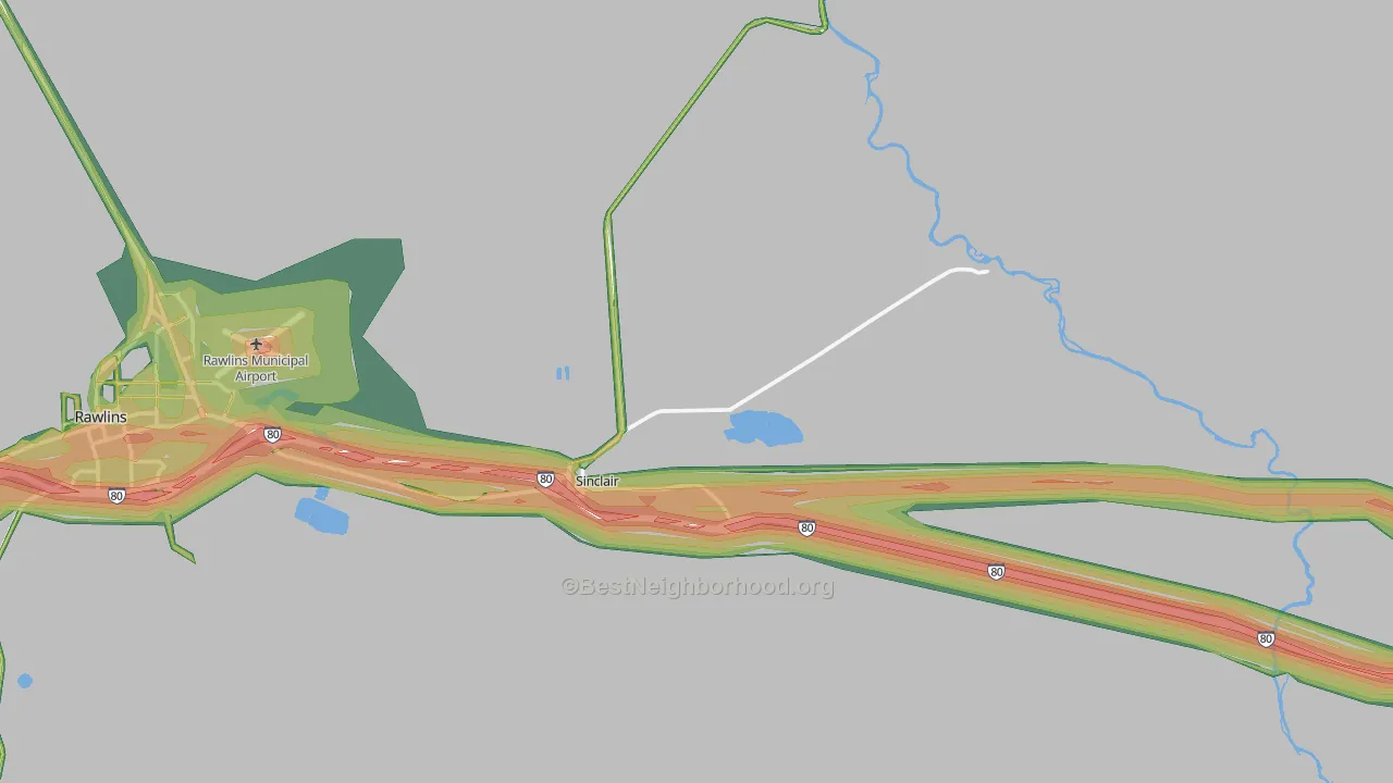 82334, WY Map of Noise Levels in 82334
