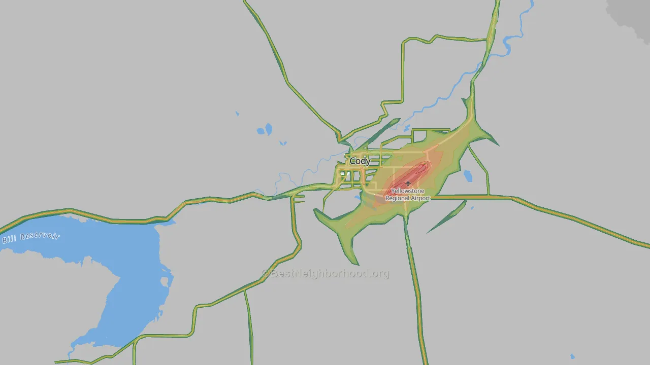 82414, WY Map of Noise Levels in 82414