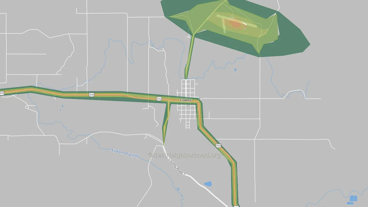 82420, WY Map of Noise Levels in 82420