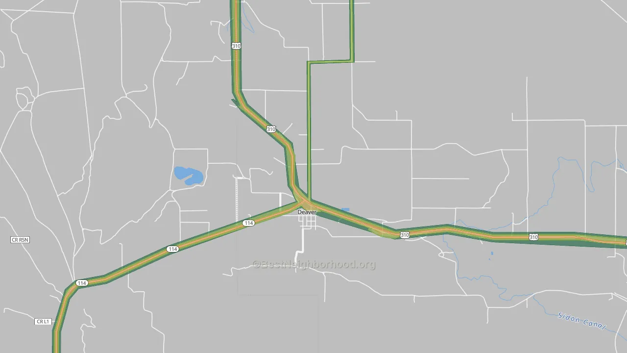 82421, WY Map of Noise Levels in 82421