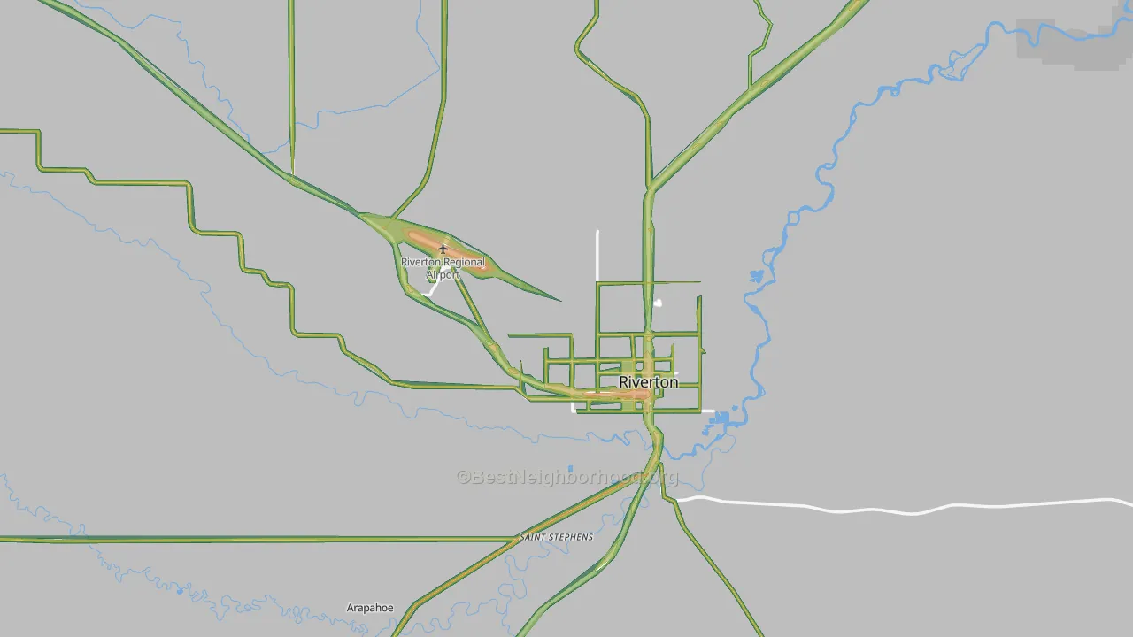 82501, WY Map of Noise Levels in 82501