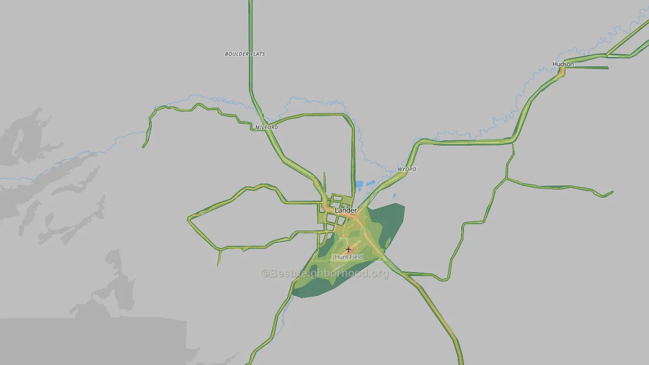 82520, WY Map of Noise Levels in 82520