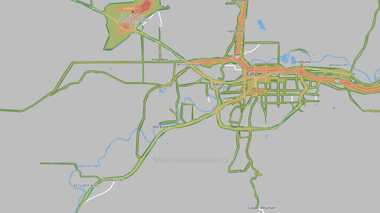 82604, WY Map of Noise Levels in 82604