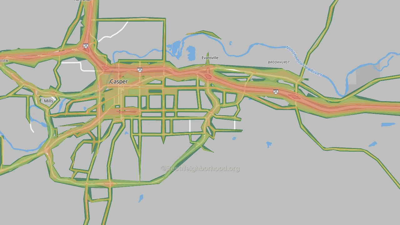82609, WY Map of Noise Levels in 82609