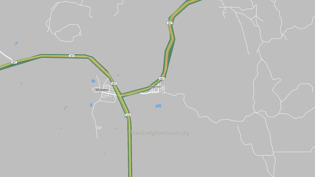 82635, WY Map of Noise Levels in 82635