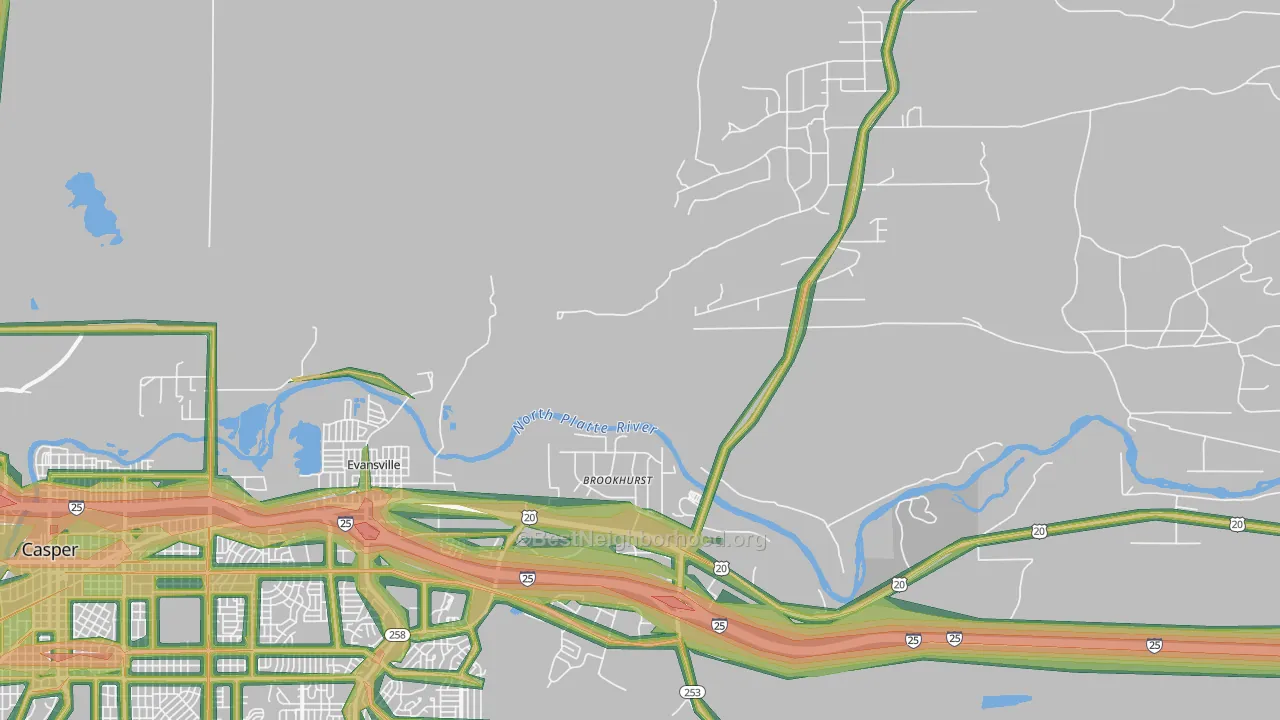 82636, WY Map of Noise Levels in 82636