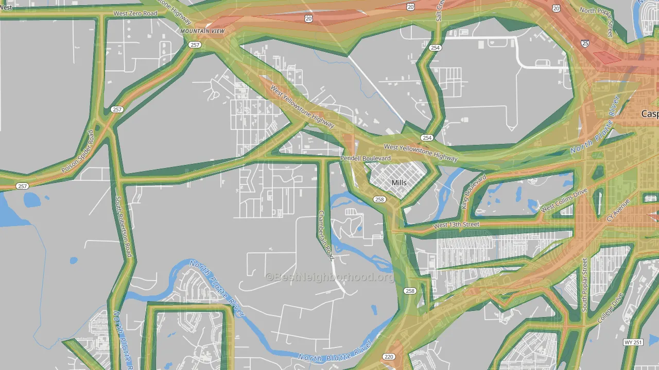 82644, WY Map of Noise Levels in 82644