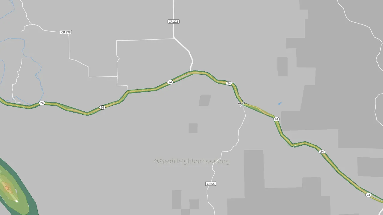 82711, WY Map of Noise Levels in 82711