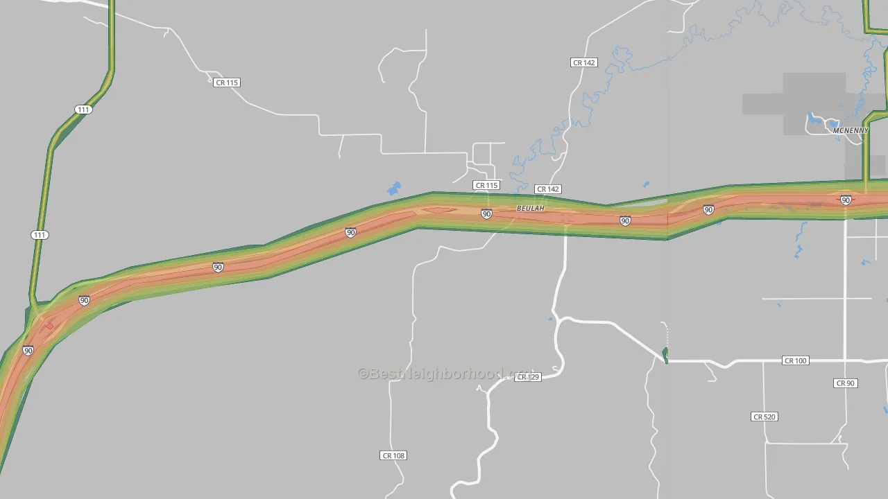 82712, WY Map of Noise Levels in 82712