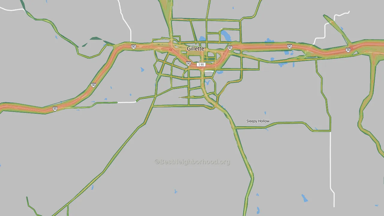 82718, WY Map of Noise Levels in 82718