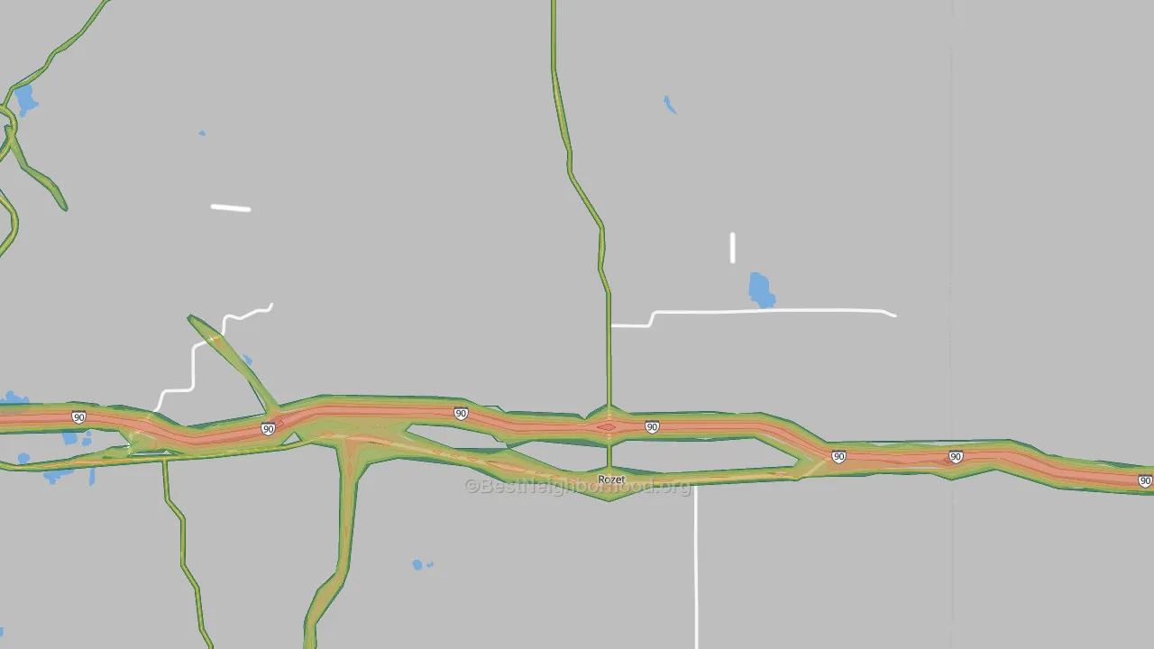 82727, WY Map of Noise Levels in 82727