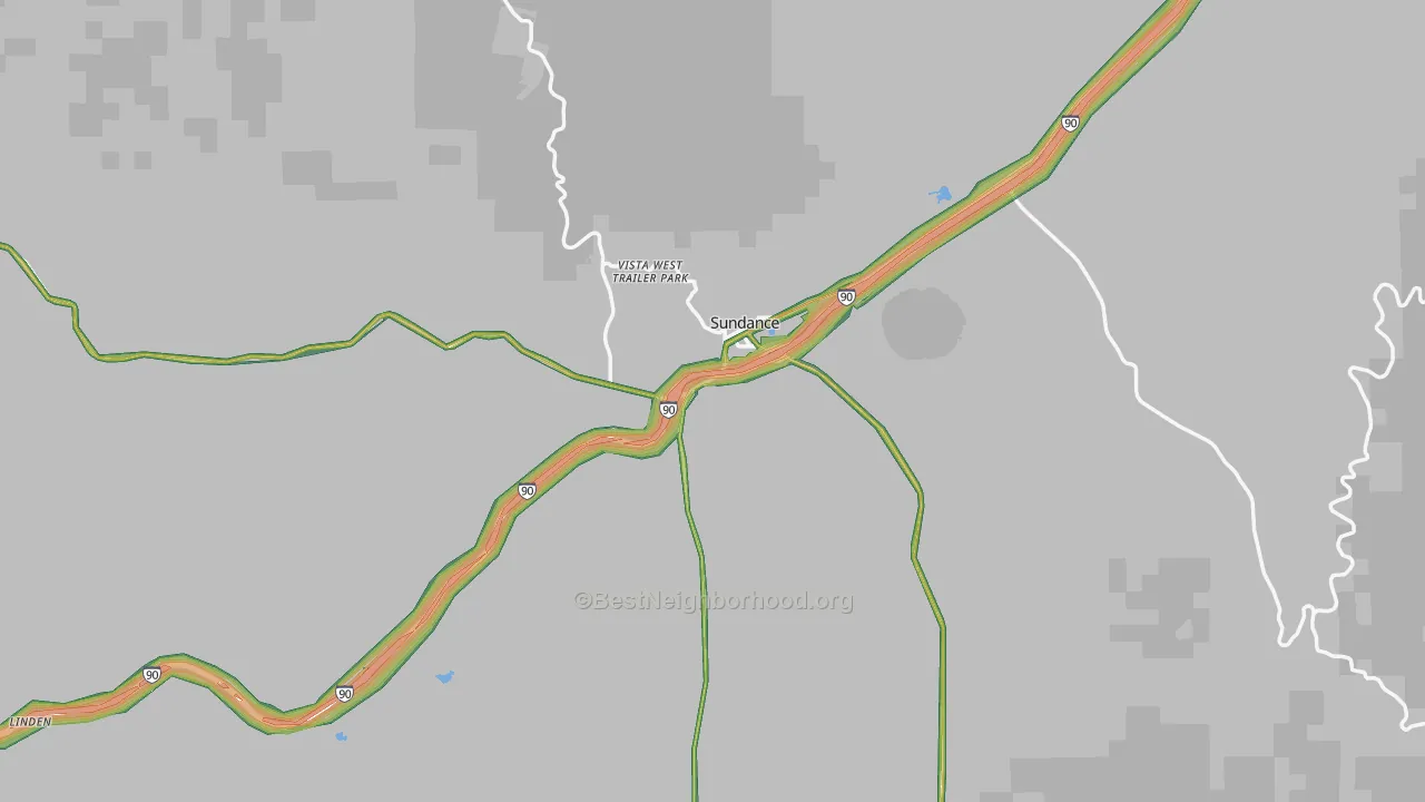 82729, WY Map of Noise Levels in 82729