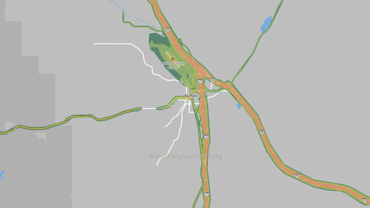 82834, WY Map of Noise Levels in 82834