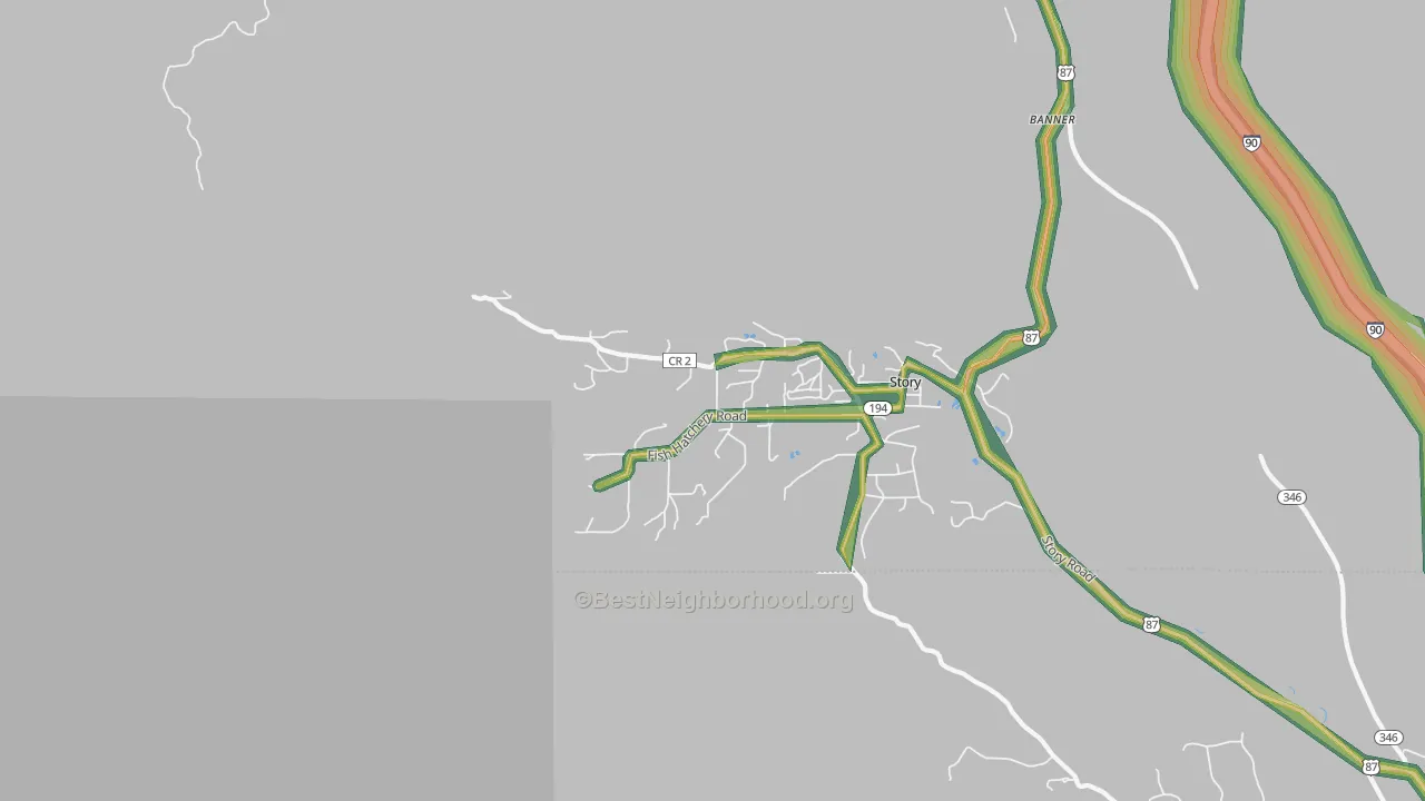 82842, WY Map of Noise Levels in 82842