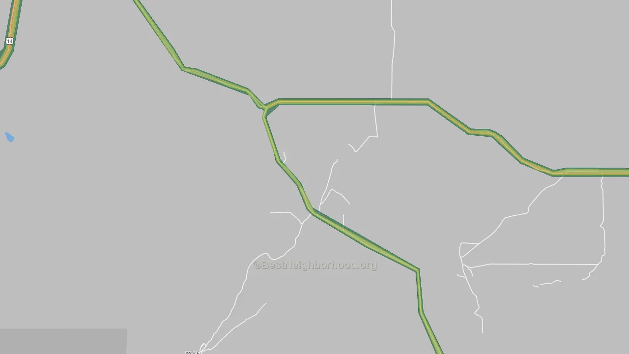82844, WY Map of Noise Levels in 82844