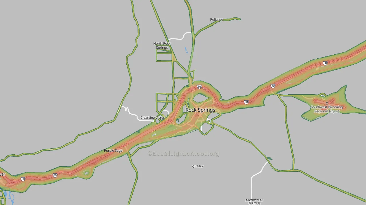 82901, WY Map of Noise Levels in 82901