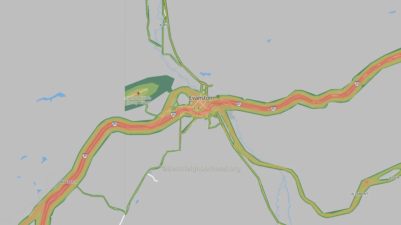 82930, WY Map of Noise Levels in 82930