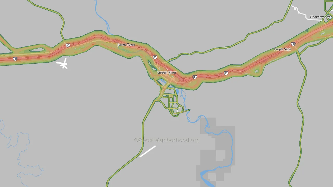82935, WY Map of Noise Levels in 82935