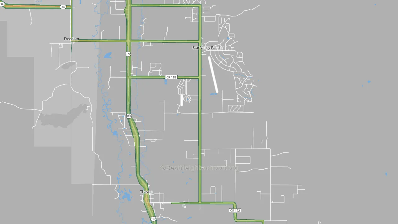 83127, WY Map of Noise Levels in 83127