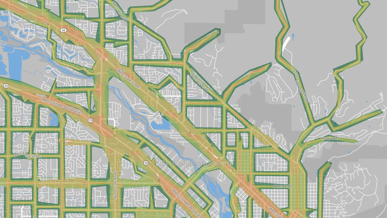 83703, ID Map of Noise Levels in 83703