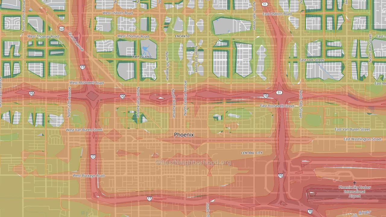 85004, AZ Map of Noise Levels in 85004