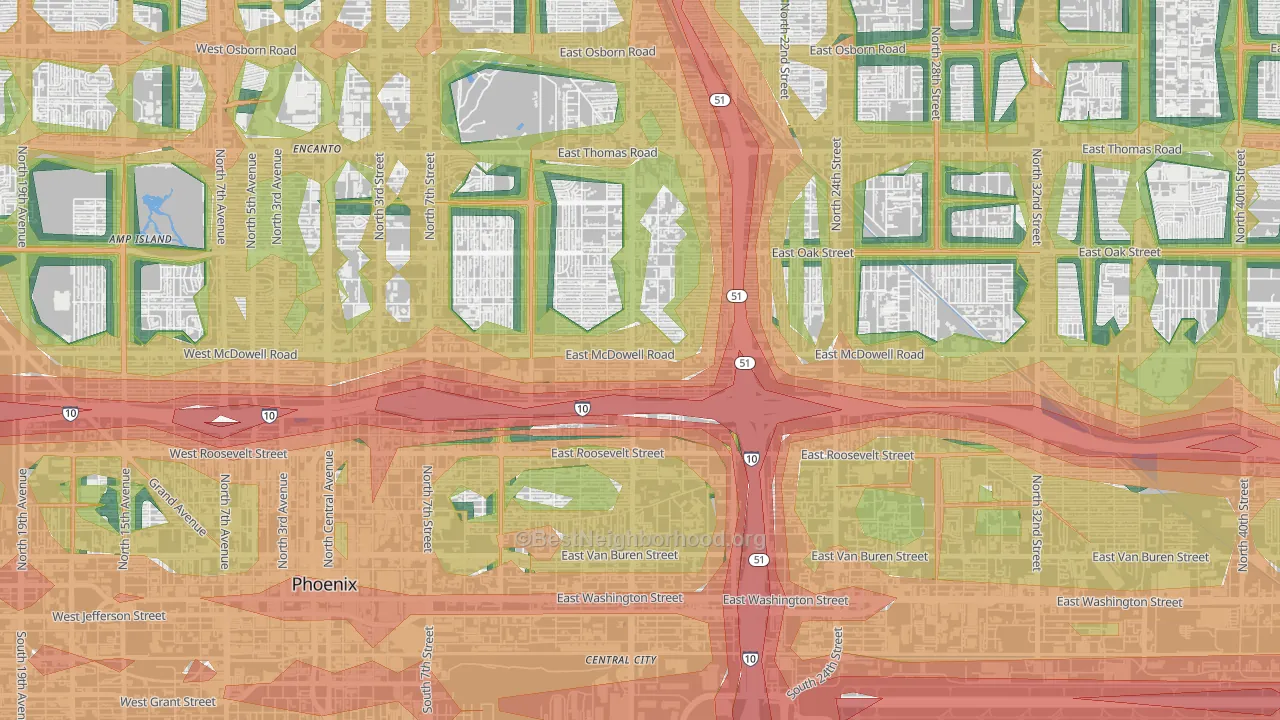 85006, AZ Map of Noise Levels in 85006