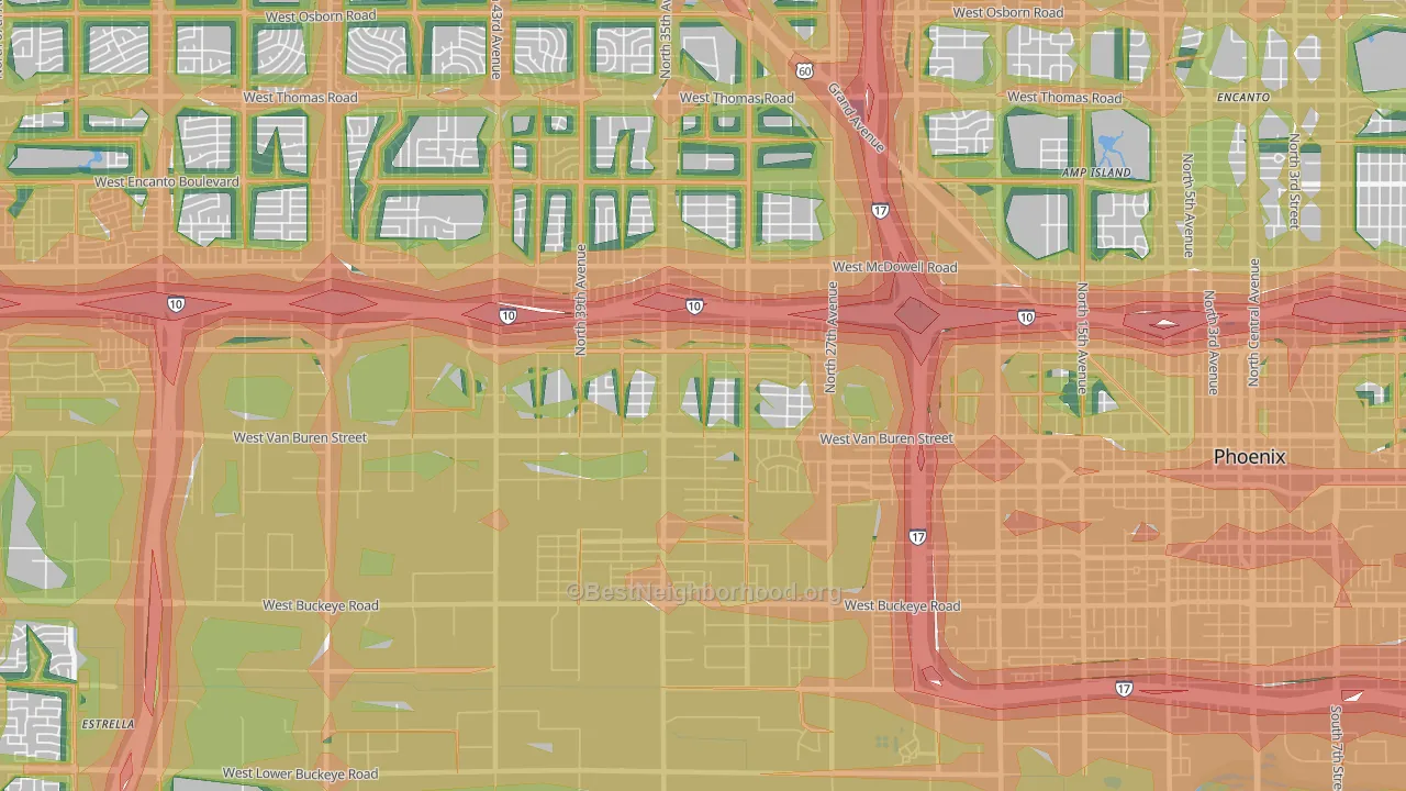 85009, AZ Map of Noise Levels in 85009