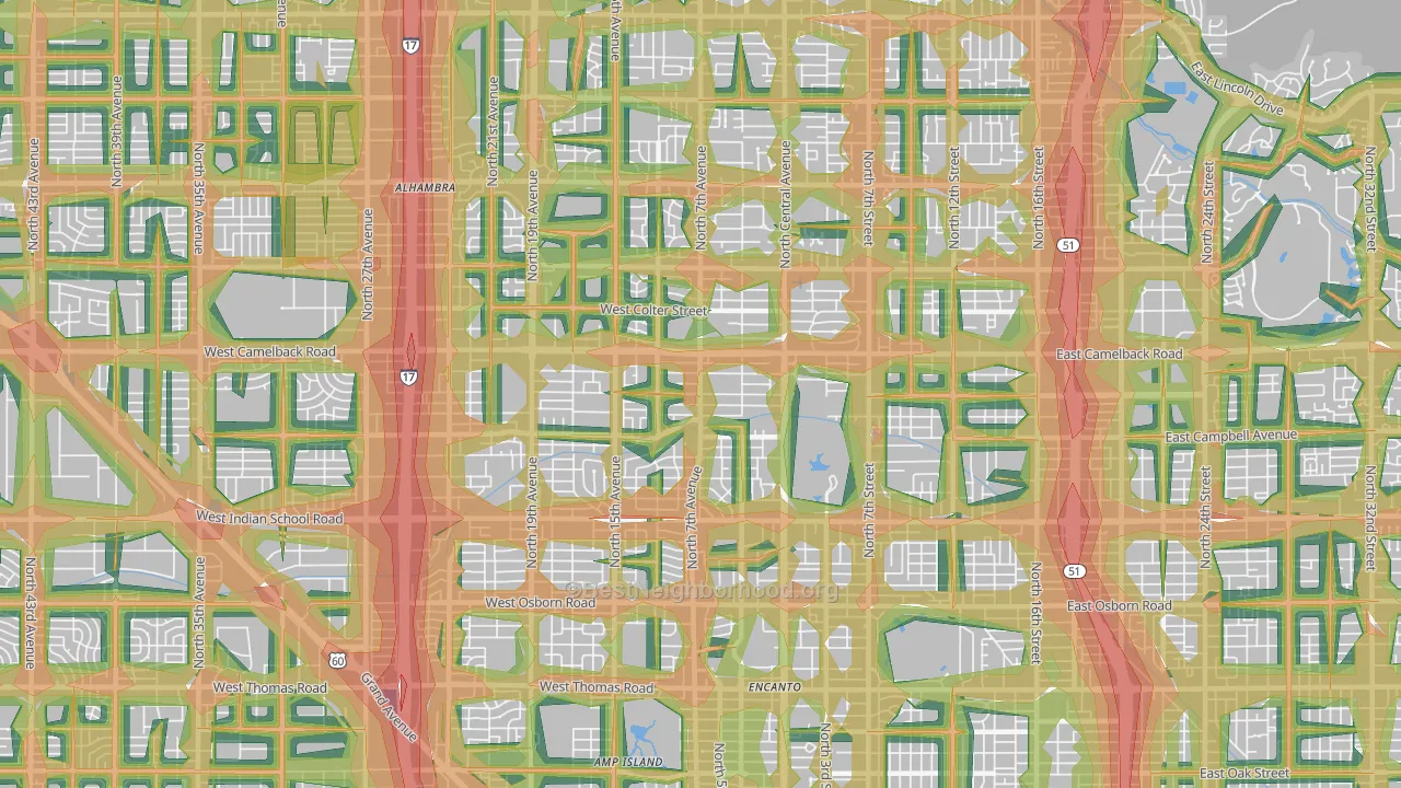 85013, AZ Map of Noise Levels in 85013