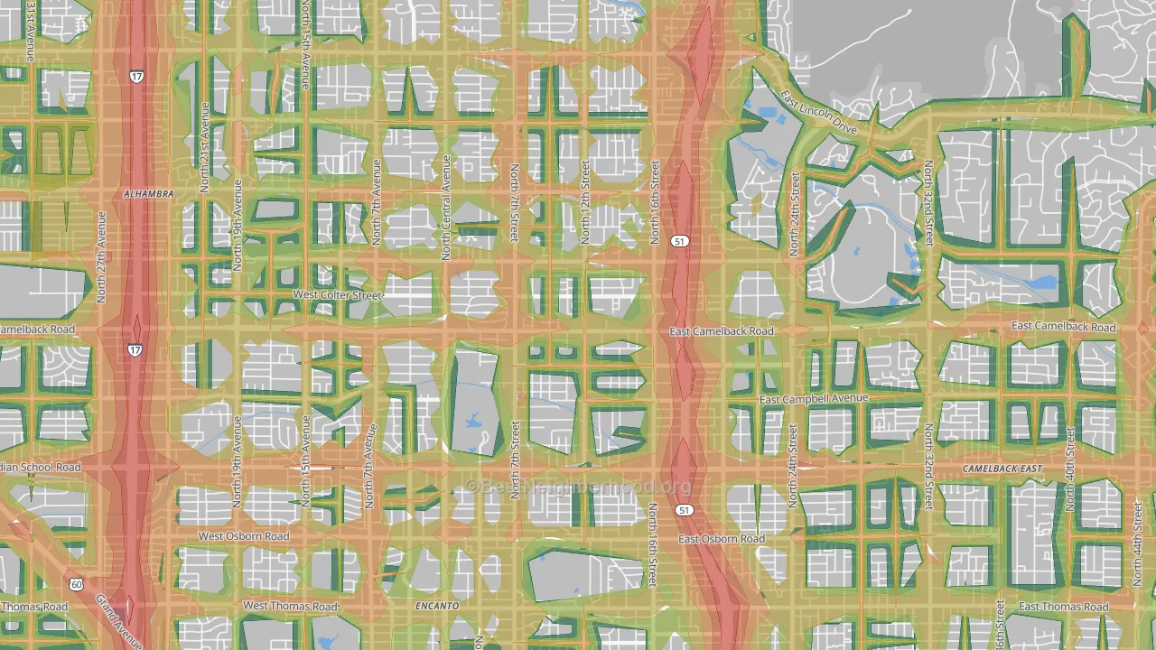 85014, AZ Map of Noise Levels in 85014