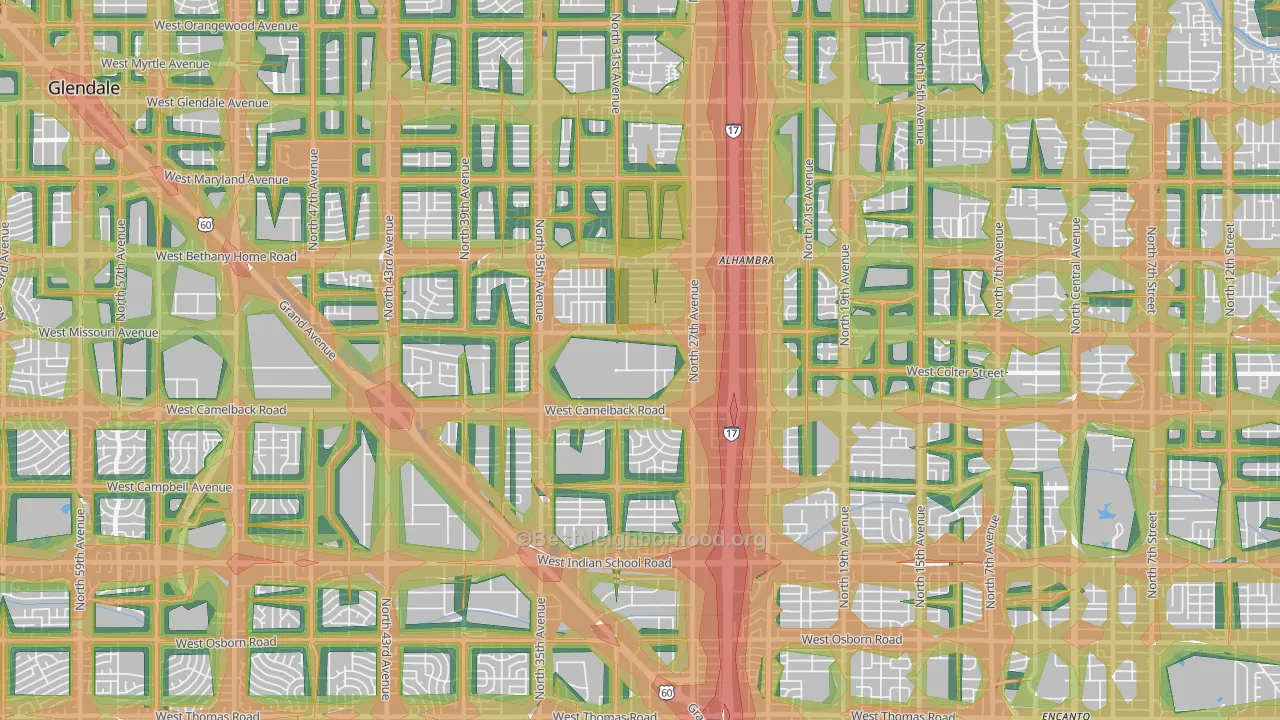 85017, AZ Map of Noise Levels in 85017