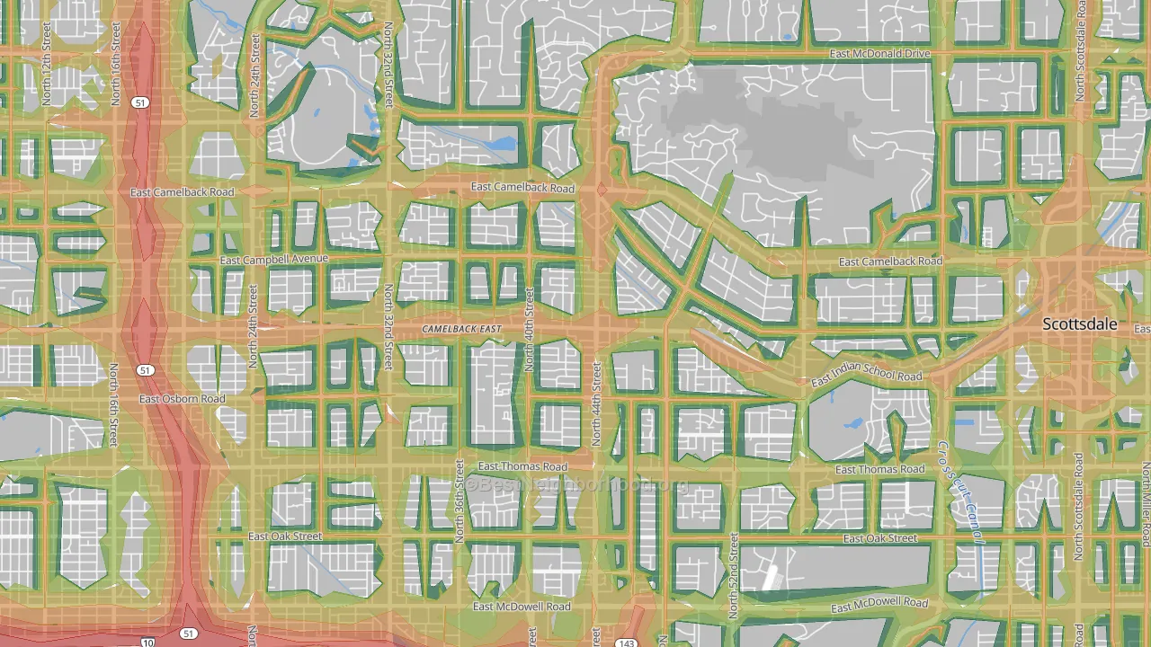 85018, AZ Map of Noise Levels in 85018