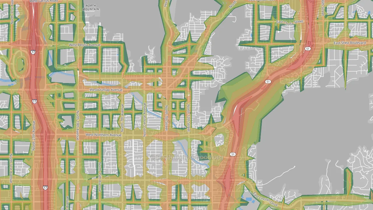 85020, AZ Map of Noise Levels in 85020