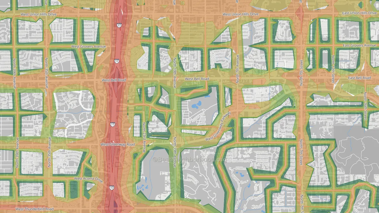 85023, AZ Map of Noise Levels in 85023