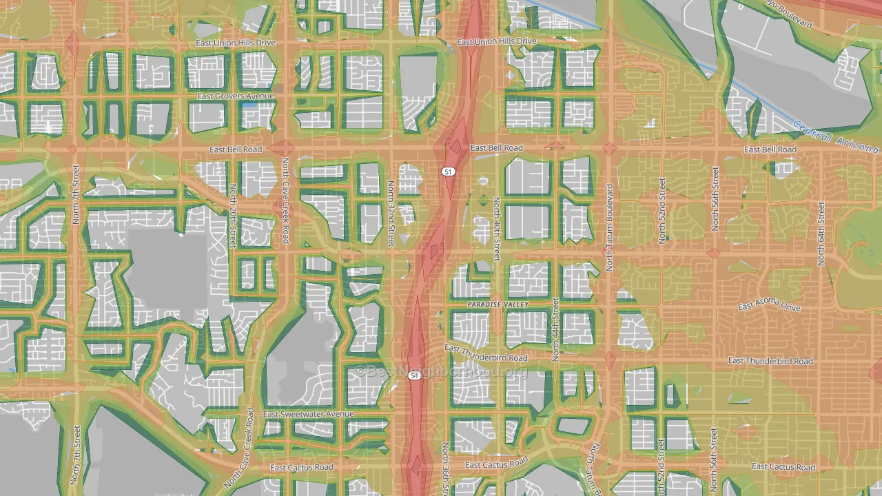 85032, AZ Map of Noise Levels in 85032