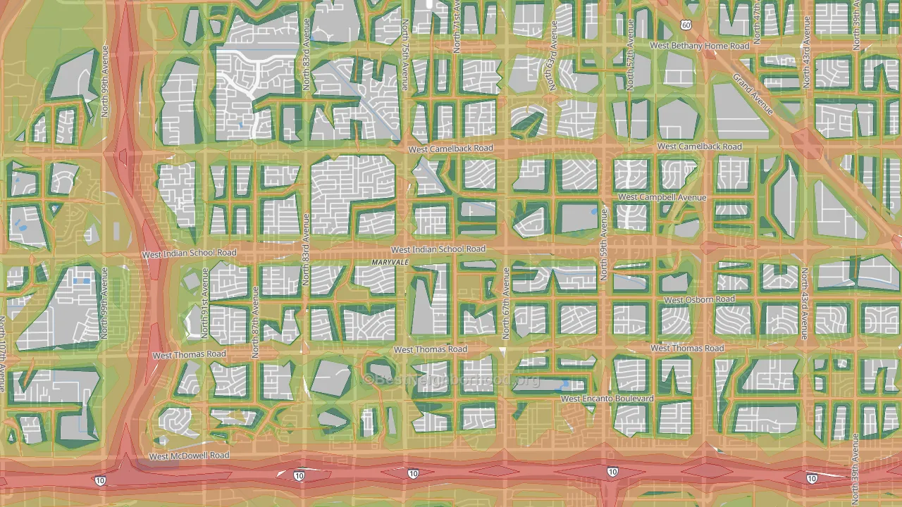 85033, AZ Map of Noise Levels in 85033