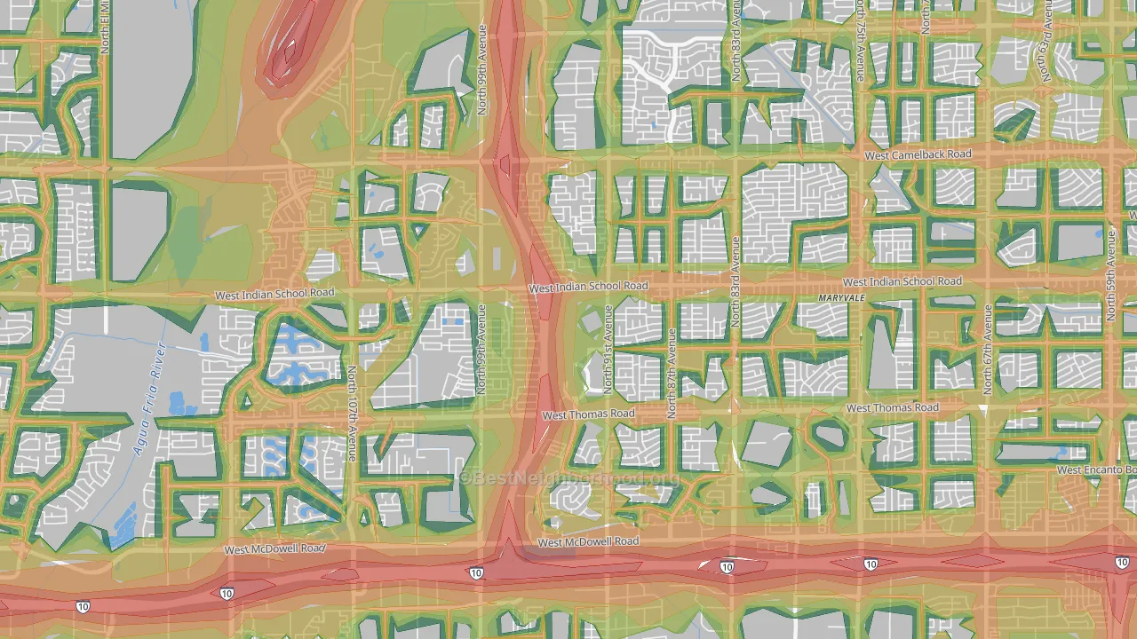 85037, AZ Map of Noise Levels in 85037