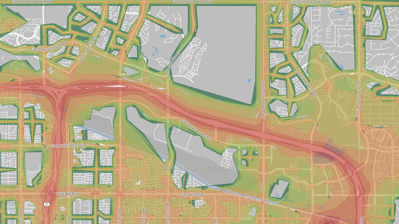 85054, AZ Map of Noise Levels in 85054
