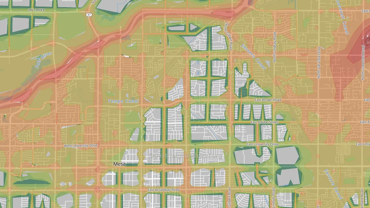 85203, AZ Map of Noise Levels in 85203