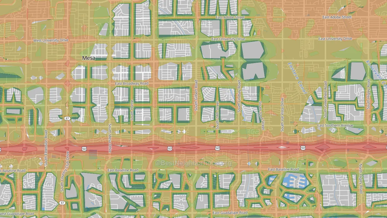 85204, AZ Map of Noise Levels in 85204