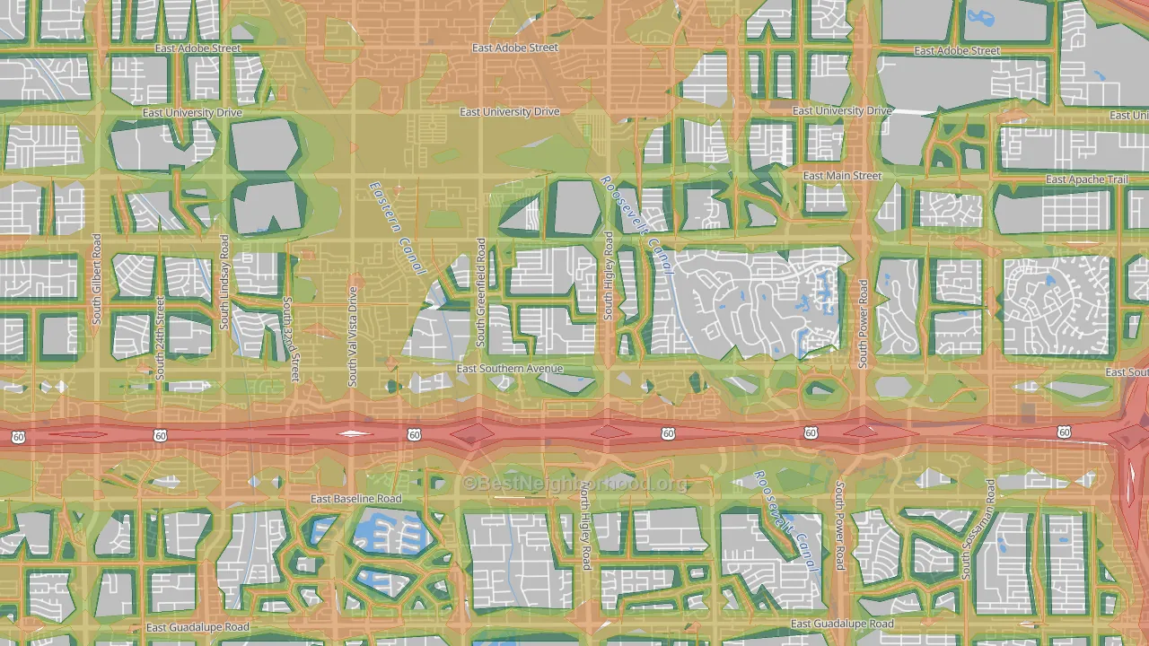 85206, AZ Map of Noise Levels in 85206