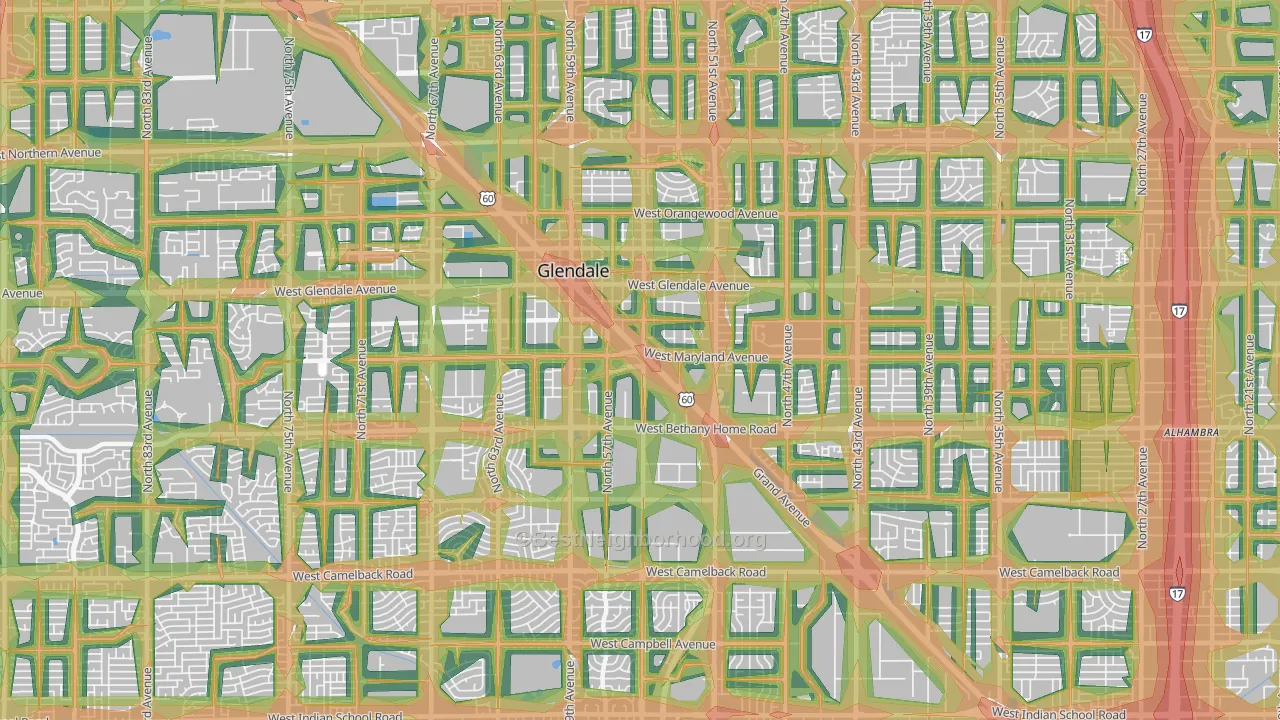 85301, AZ Map of Noise Levels in 85301