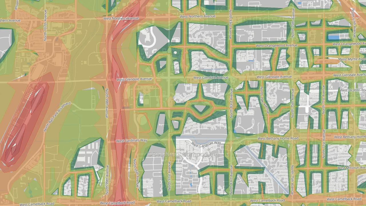 85305, AZ Map of Noise Levels in 85305